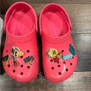 CROCS Kids Bright Pink Sandals with Fun Charms